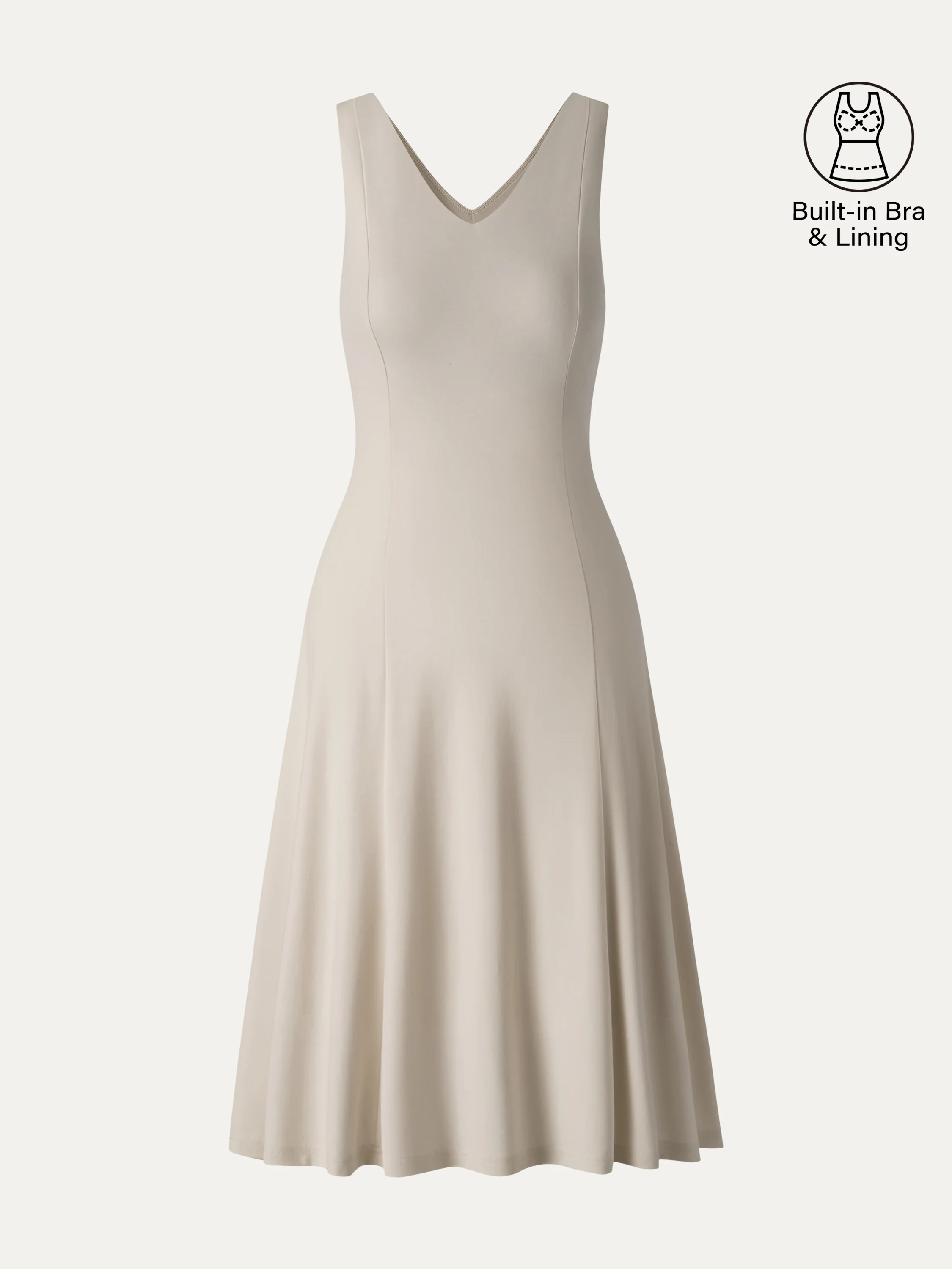 Stretch Ponte V-Neck A-Line Midi Bra Dress - Image 16