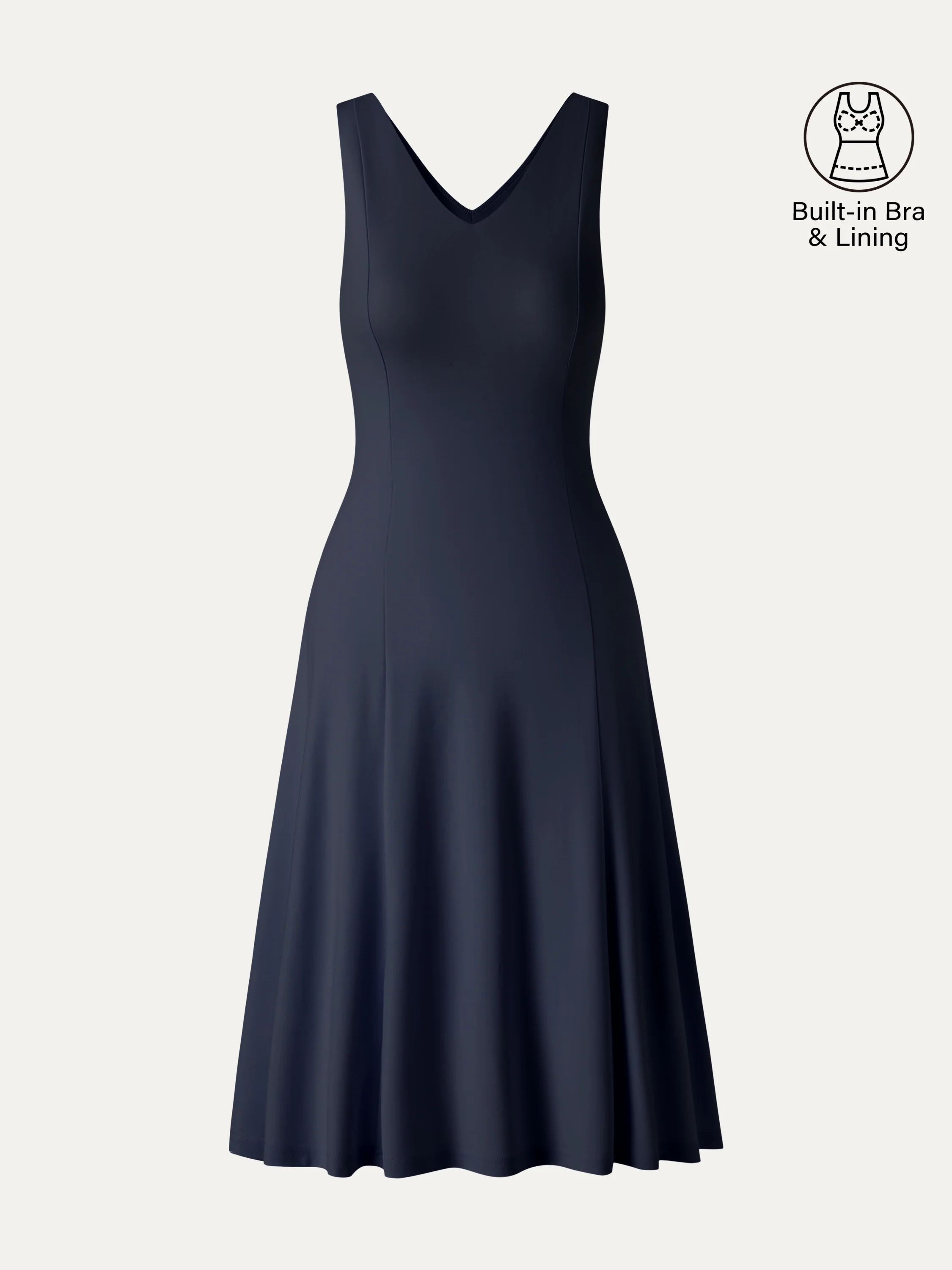 Stretch Ponte V-Neck A-Line Midi Bra Dress - Image 17