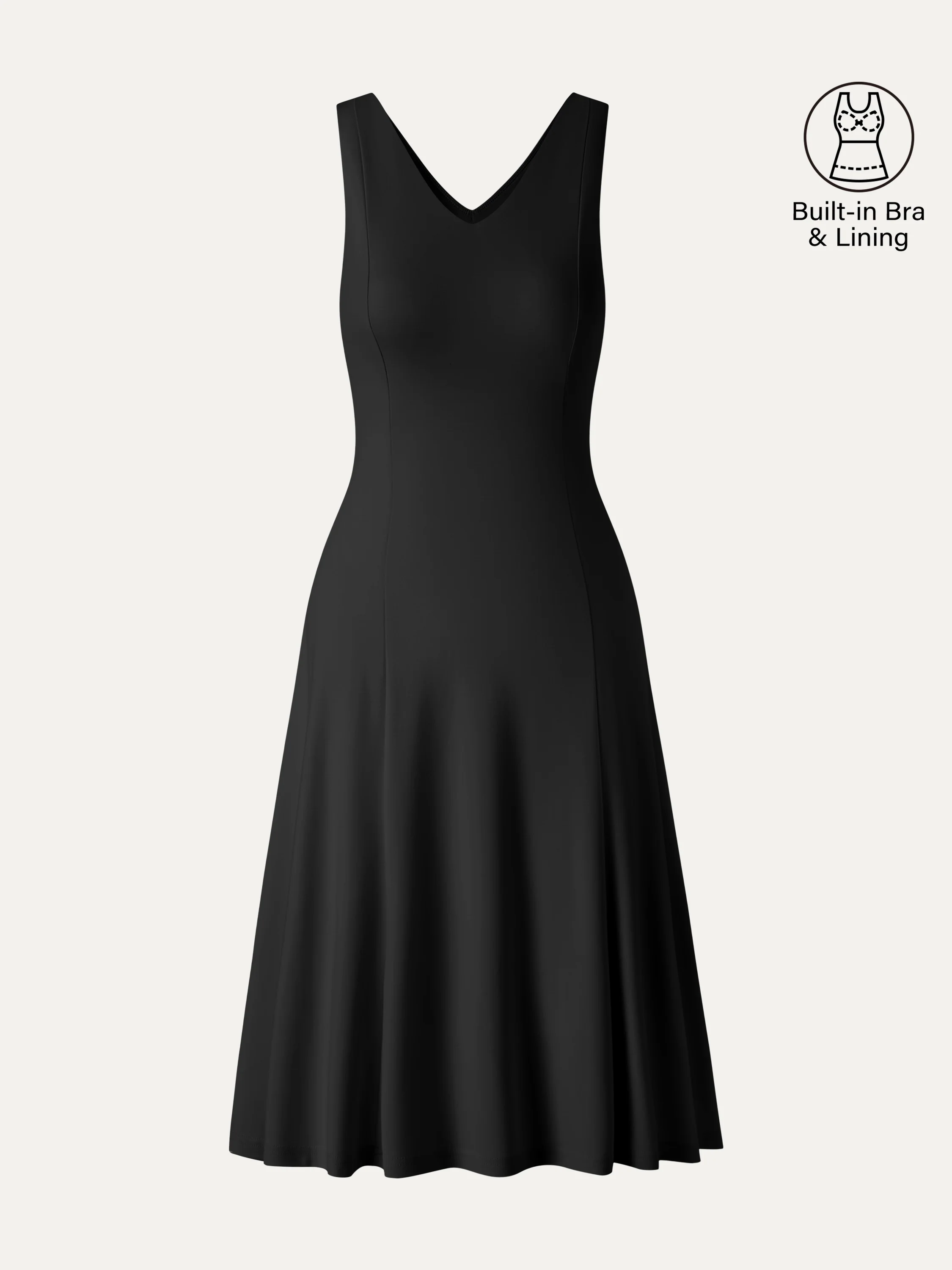 Stretch Ponte V-Neck A-Line Midi Bra Dress - Image 18