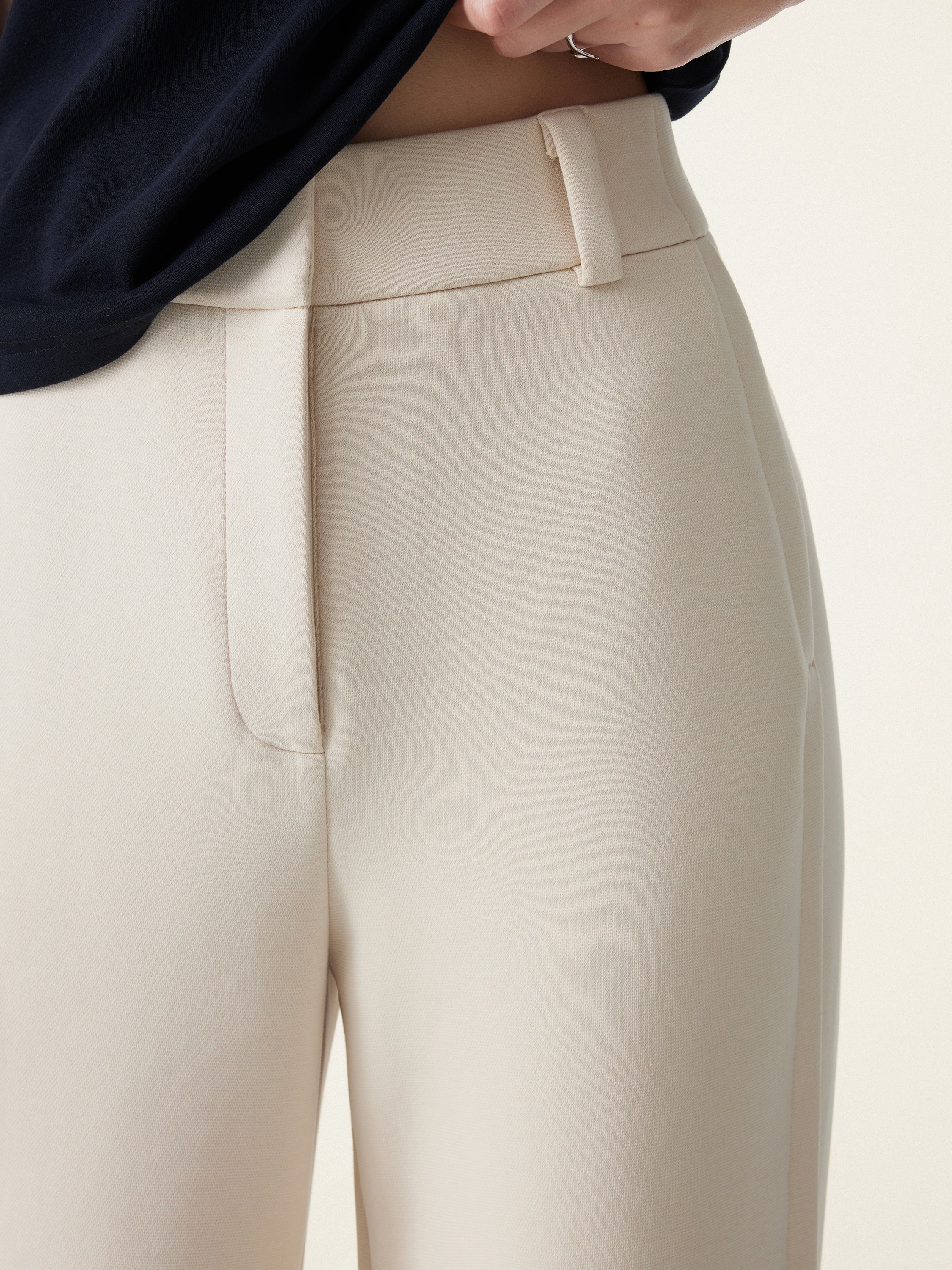 Stretchy Mid Rise Fly-Front Wide Leg Trouser - Image 5