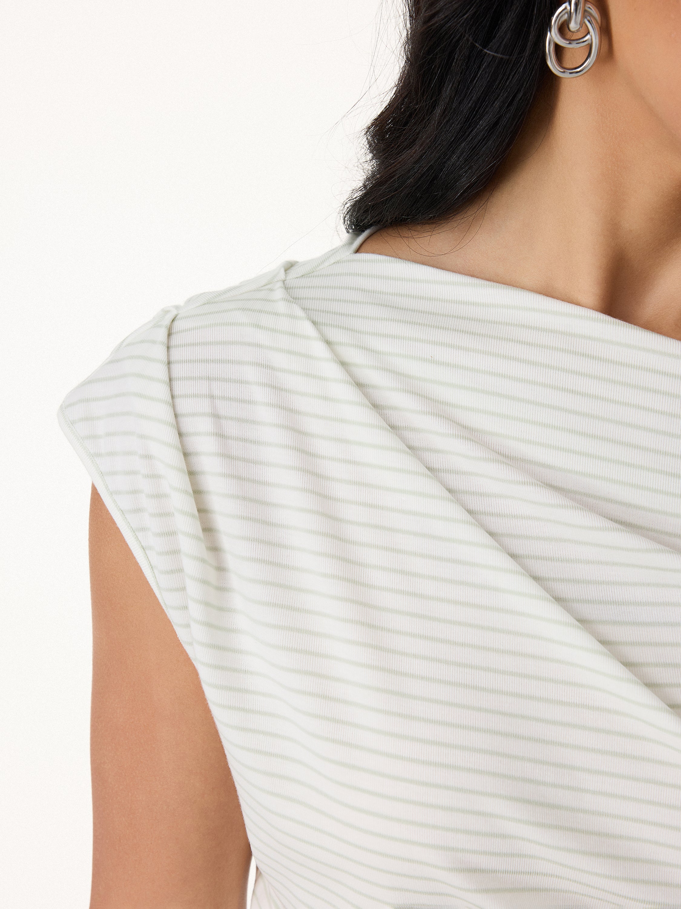 Striped Asymmetrical Neck Top - Image 3