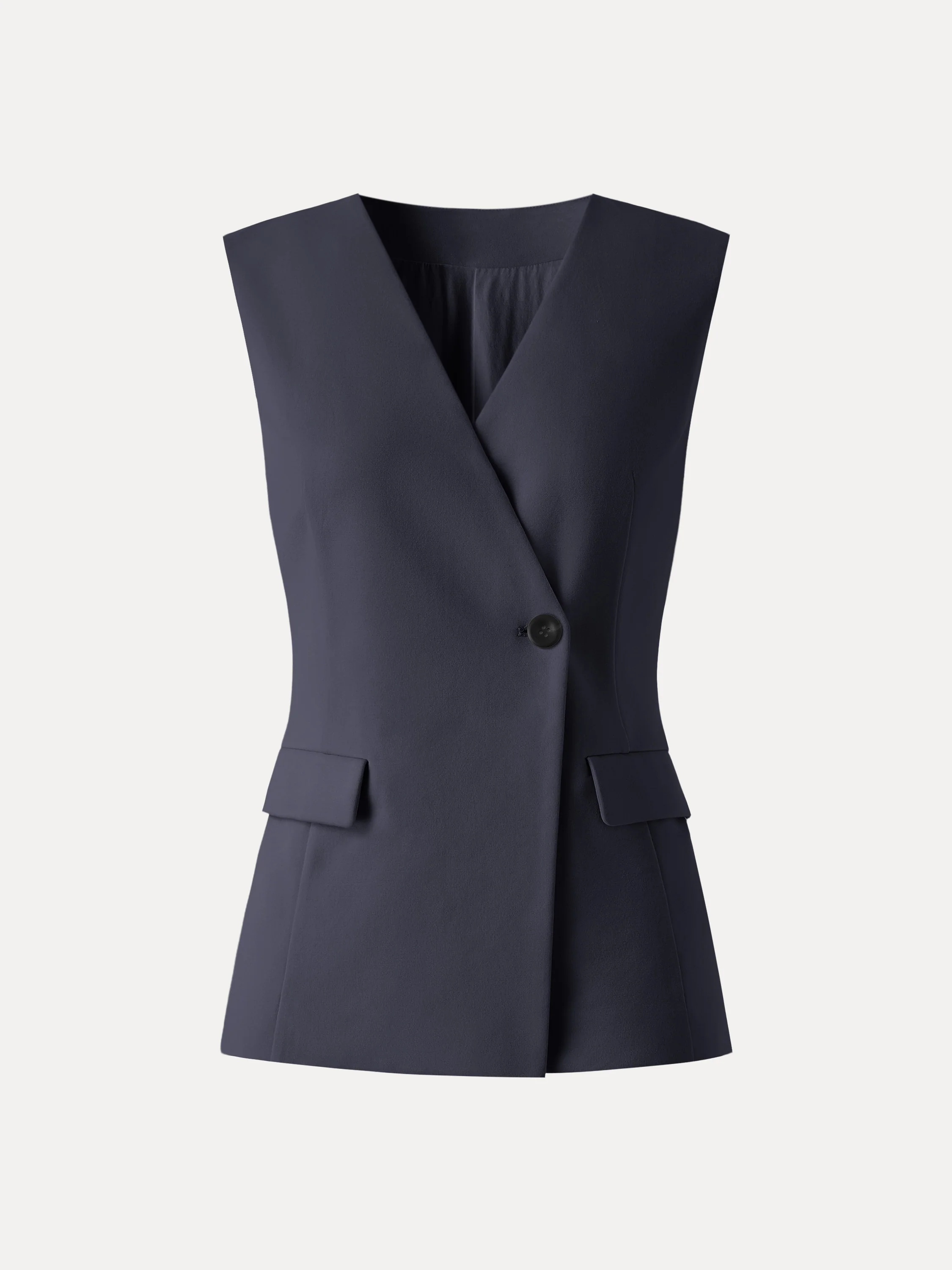 Summer V-Neck Office Staple Waistcoat with Pockets - Image 13
