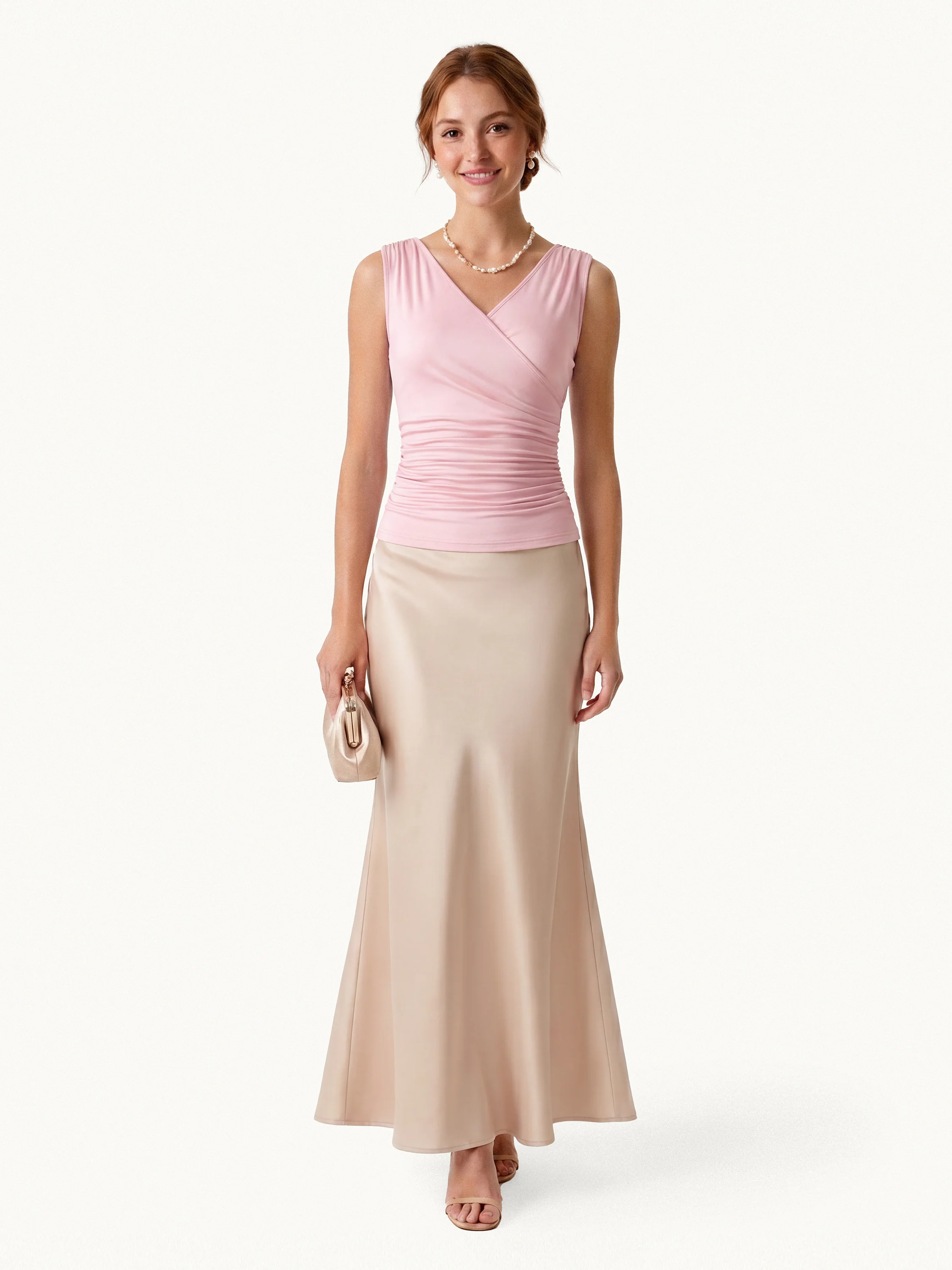 Surplice Neck Gathered Waist Top - Image 11