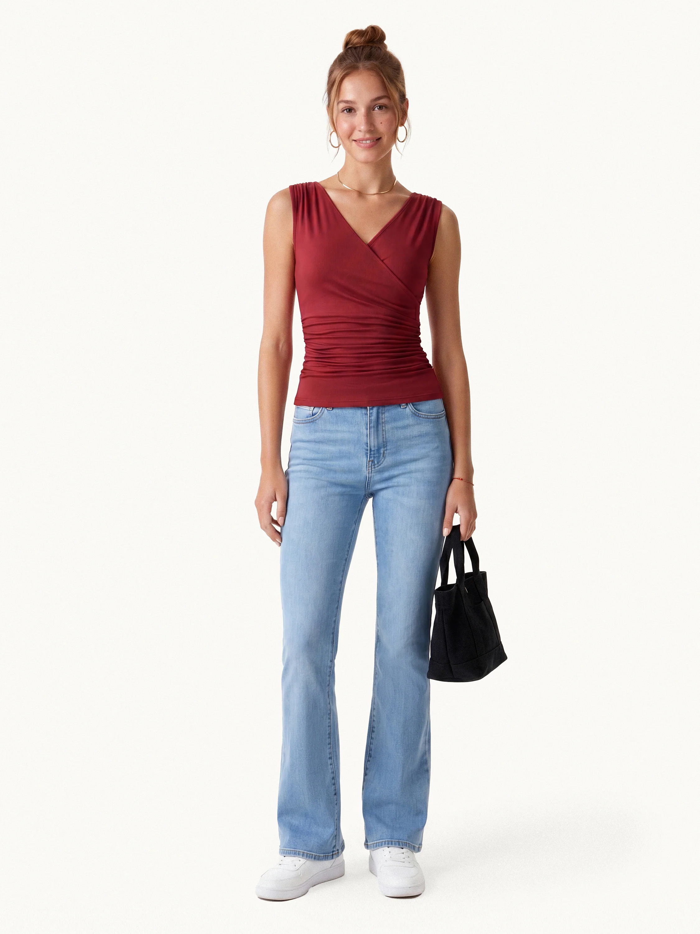 Surplice Neck Gathered Waist Top - Image 13