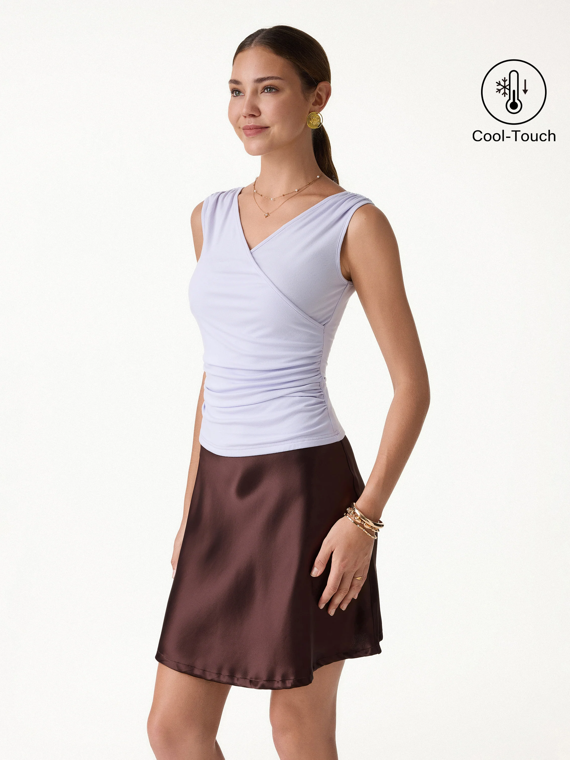 CoolTouch Surplice Neck Gathered Waist Top - Image 6