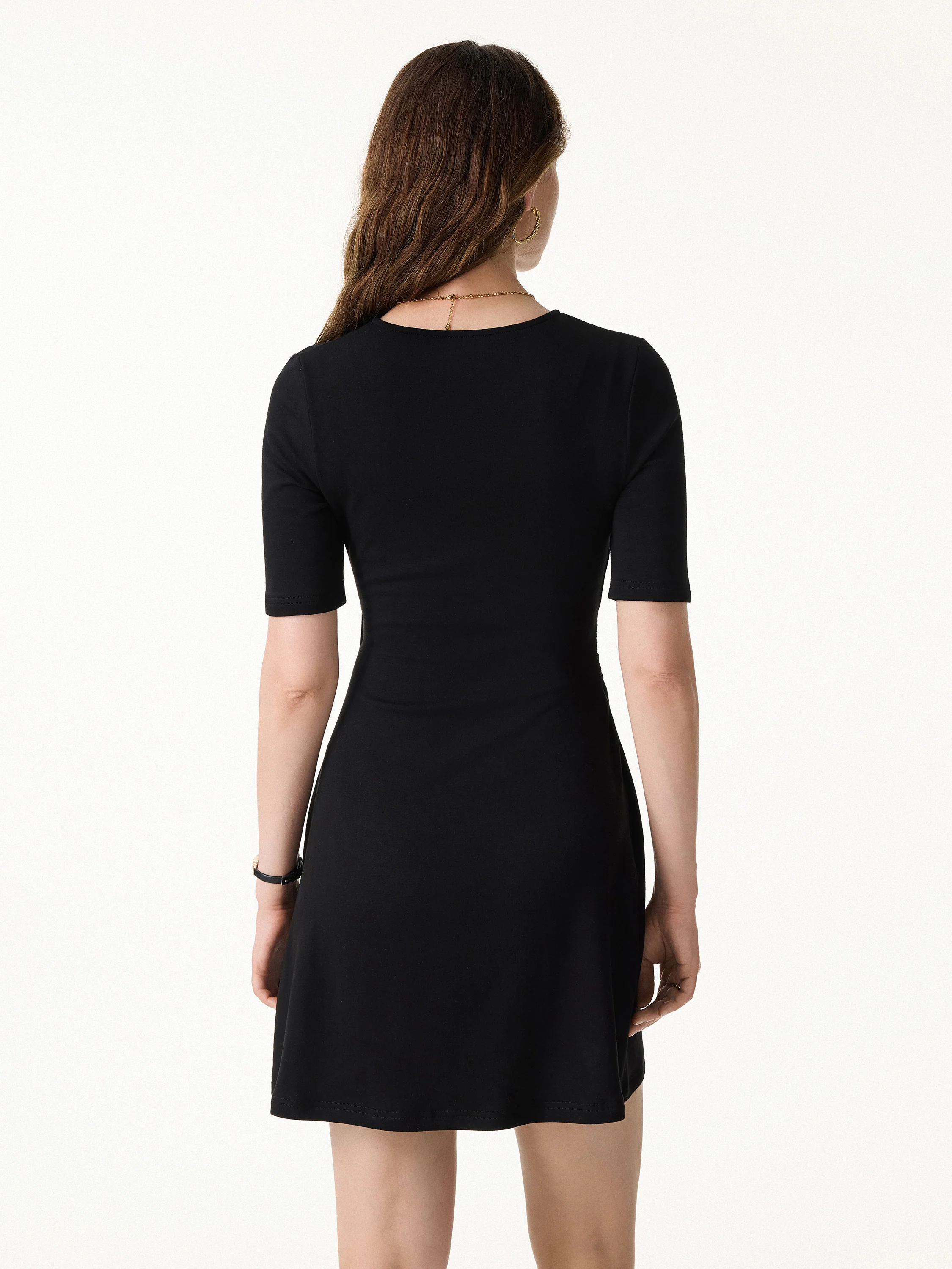 Surplice Ruched Fit-and-Flare Mini Dress - Image 9