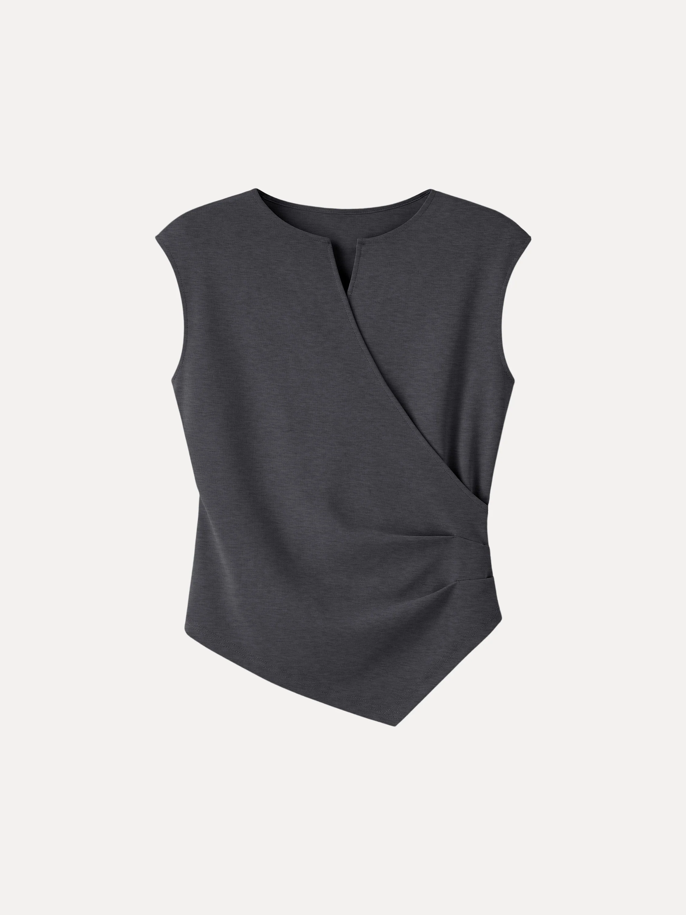 Surplice Wide Shoulder Tucked Angled Tank Top - Image 15