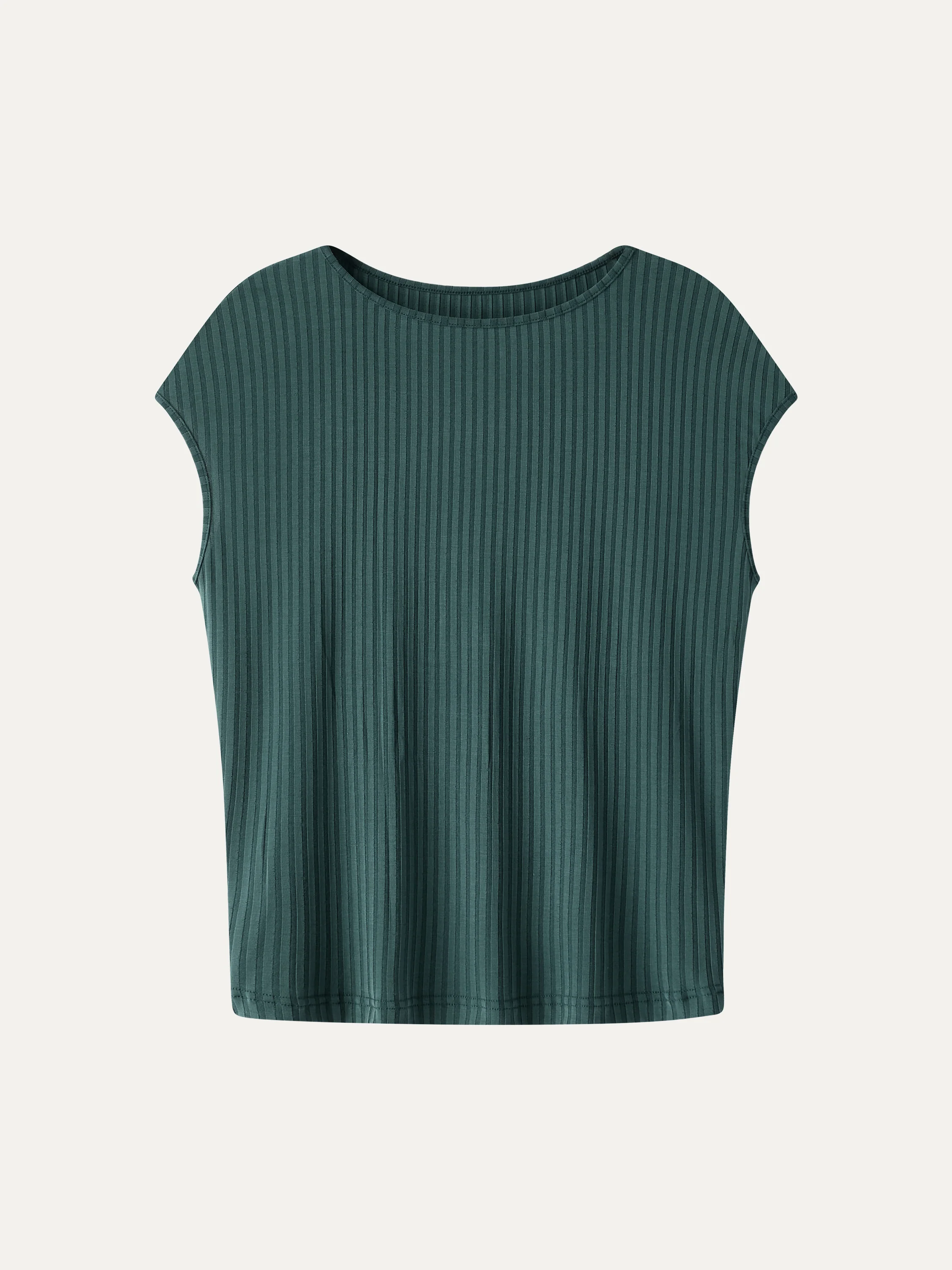 Wrinkle-Free Ultra-soft Boatneck Cap Sleeve Ribbed Top - Image 9