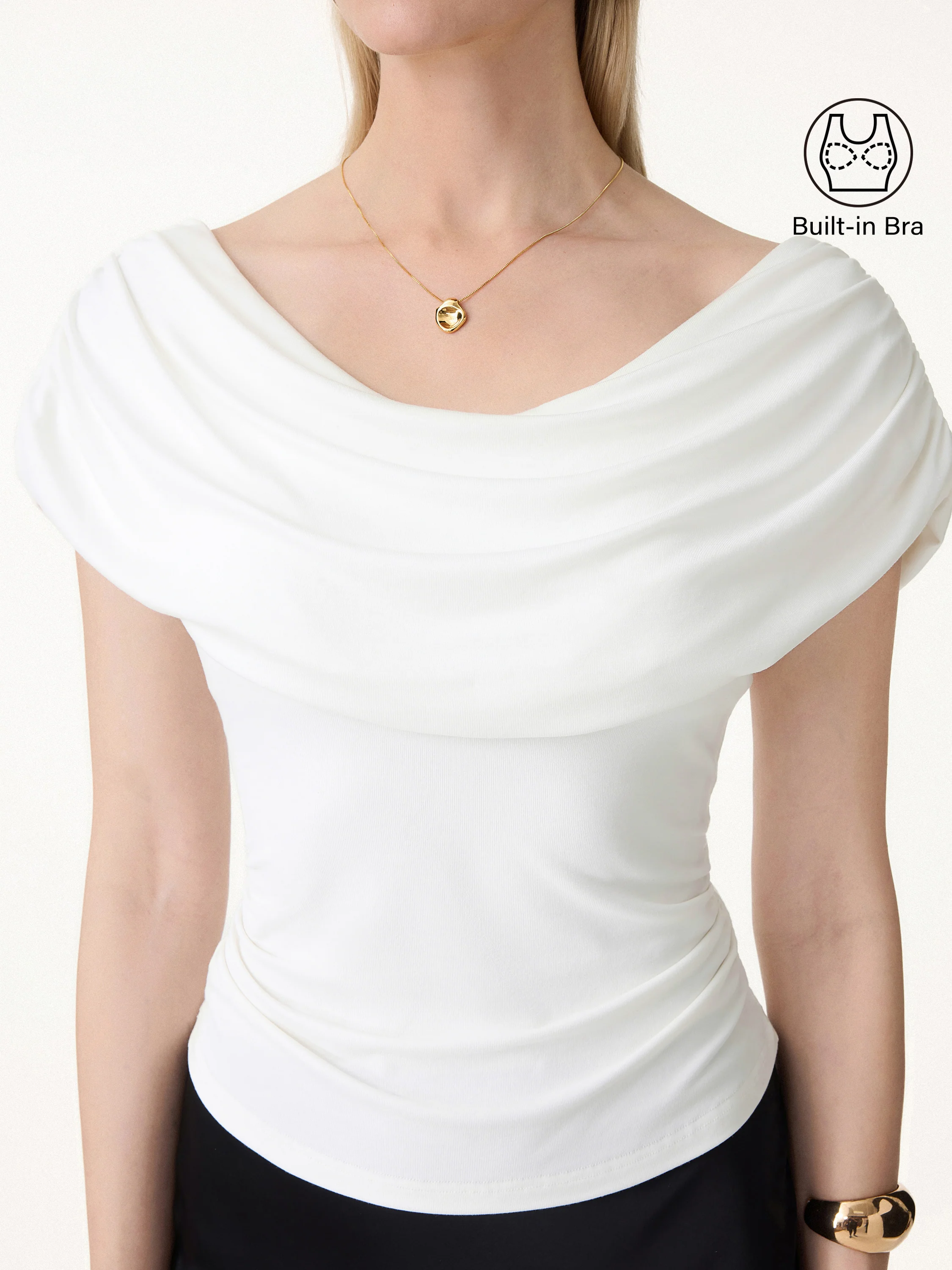 UltraSoft SkinKiss Draped U-Neck Ruched Bra Top - Image 4
