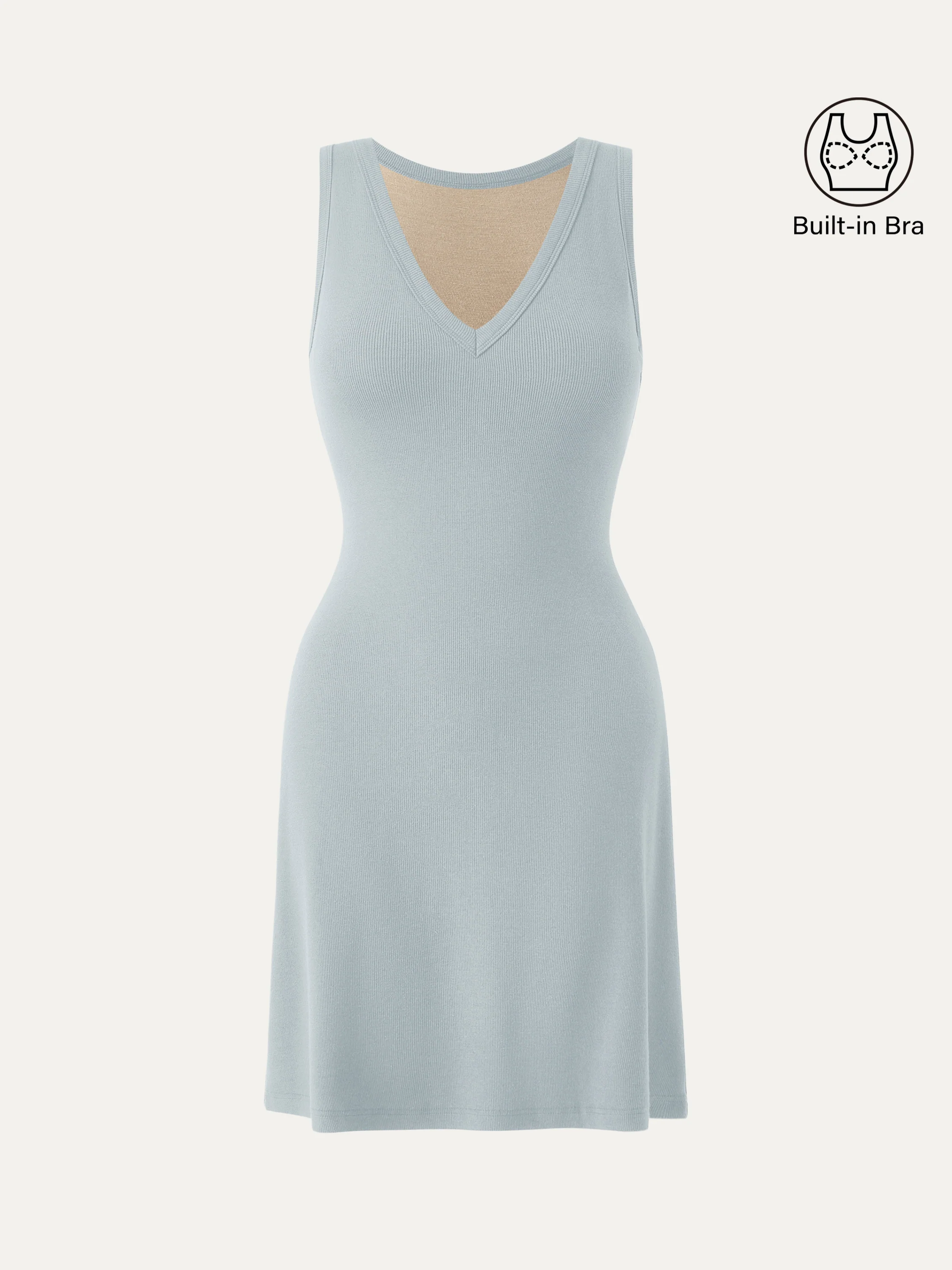 Flattering V-neck A-line New Airy Bra Tank Dress - Image 3