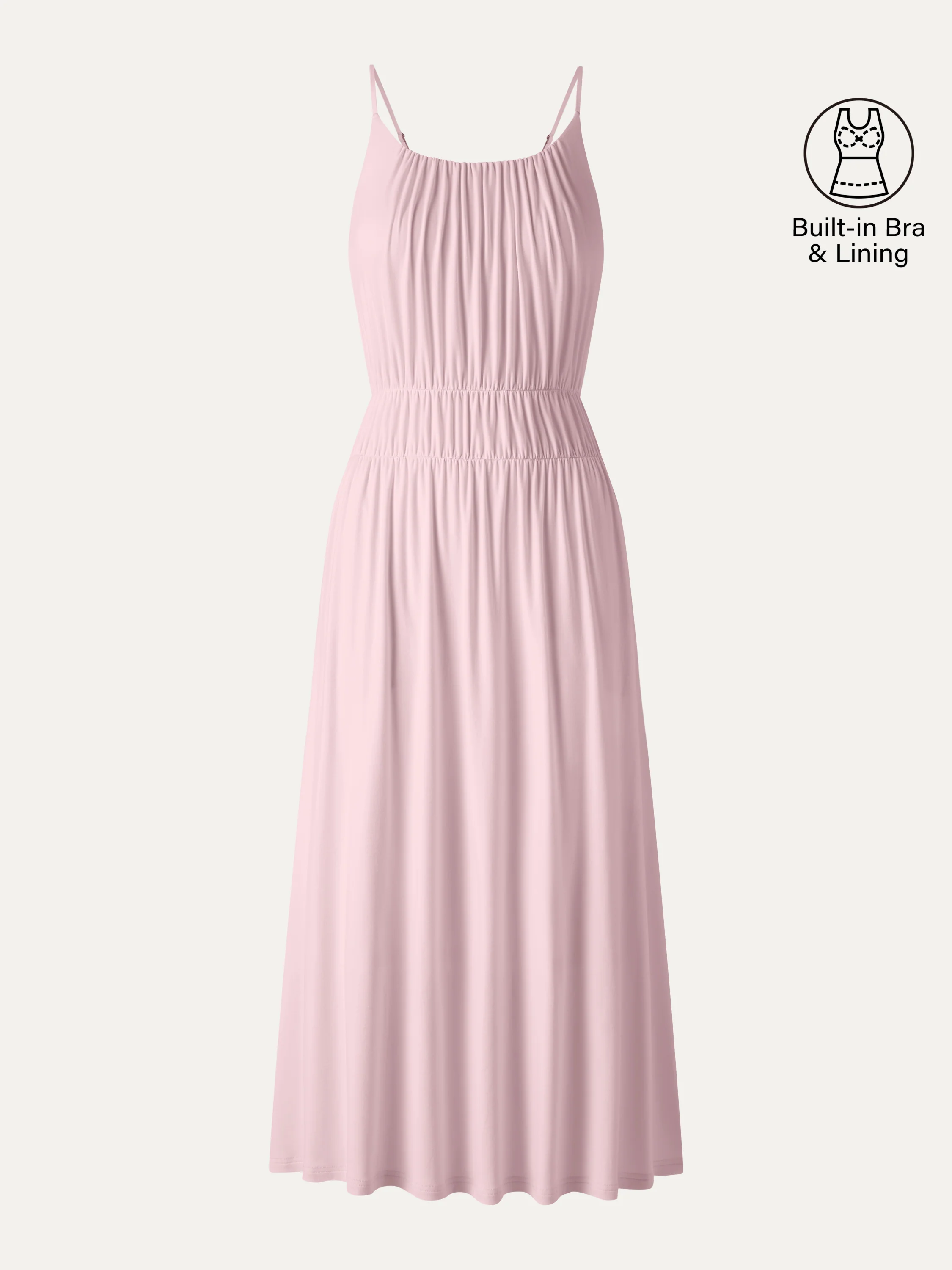 Vacay Gathered U-Neck Spaghetti Midi Bra Dress with Pockets - Image 10