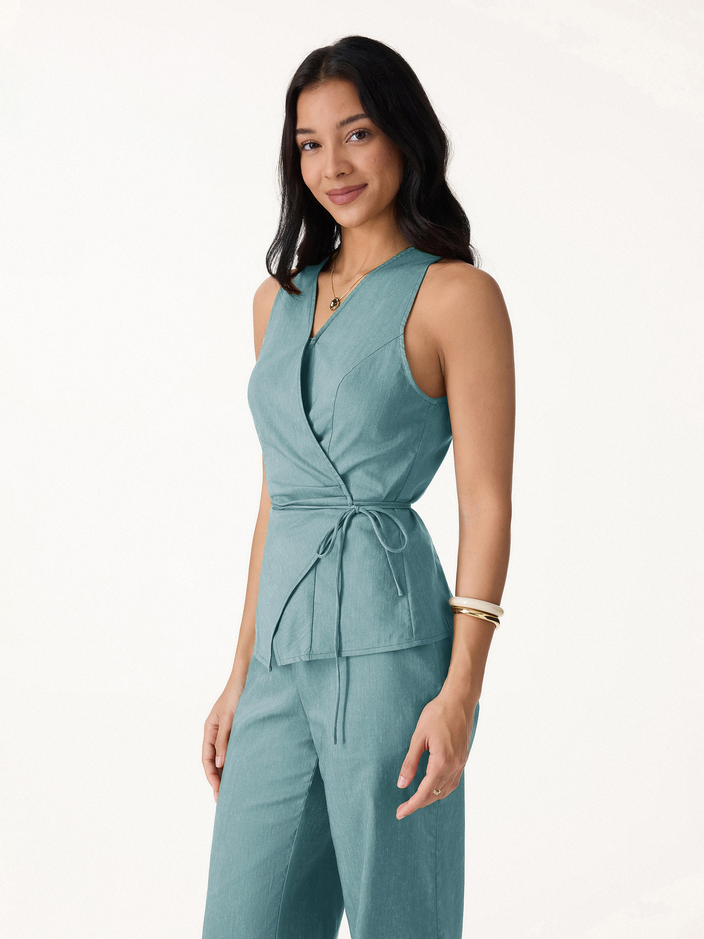 Wrap Top with Self-Tie - Image 17