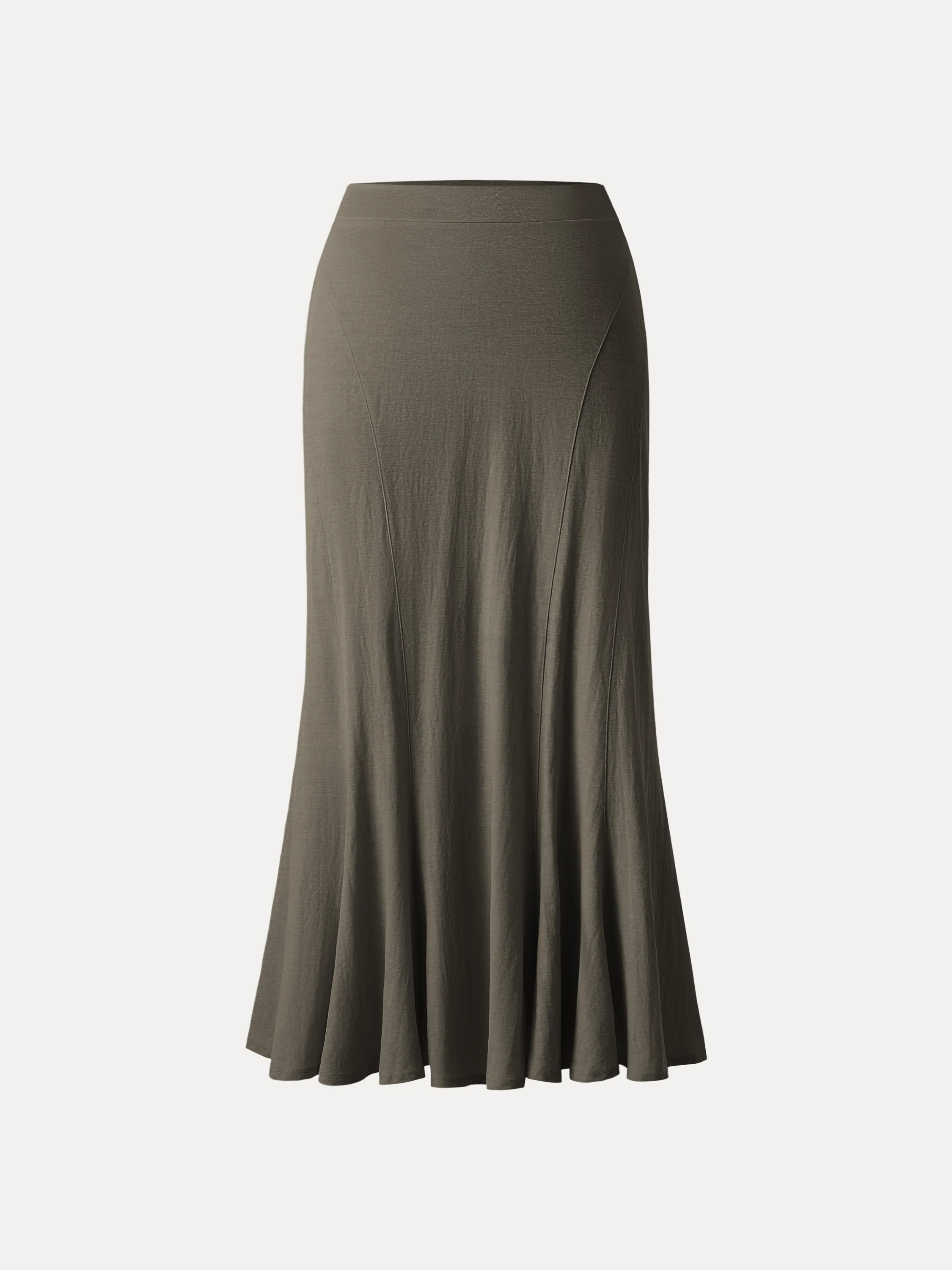 Wrinkle-resistant Cotton-linen Pull-on Midi Skirt - Image 12