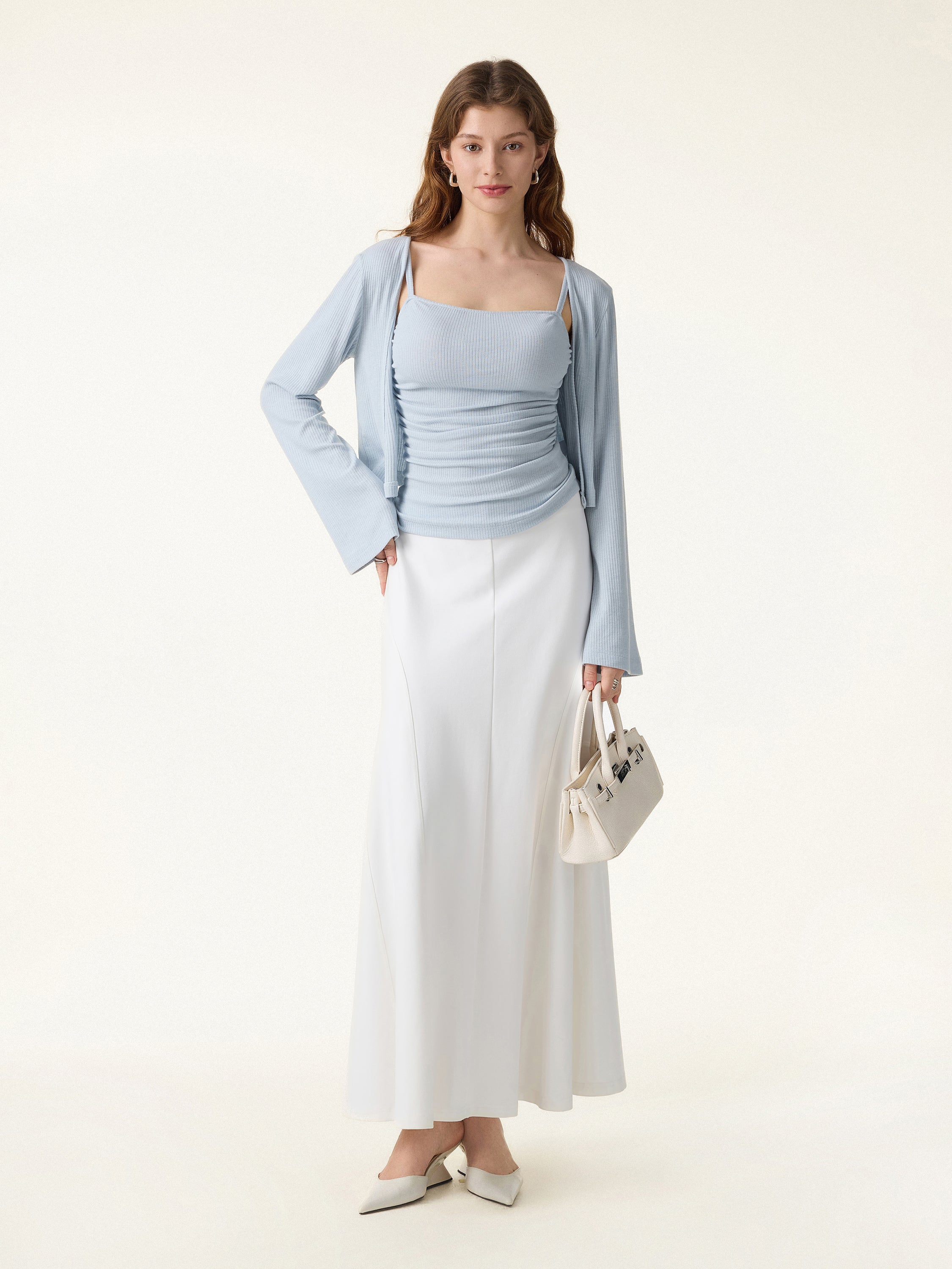 Wrinkle-Resistant A-Line Flared Maxi Skirt - Image 2