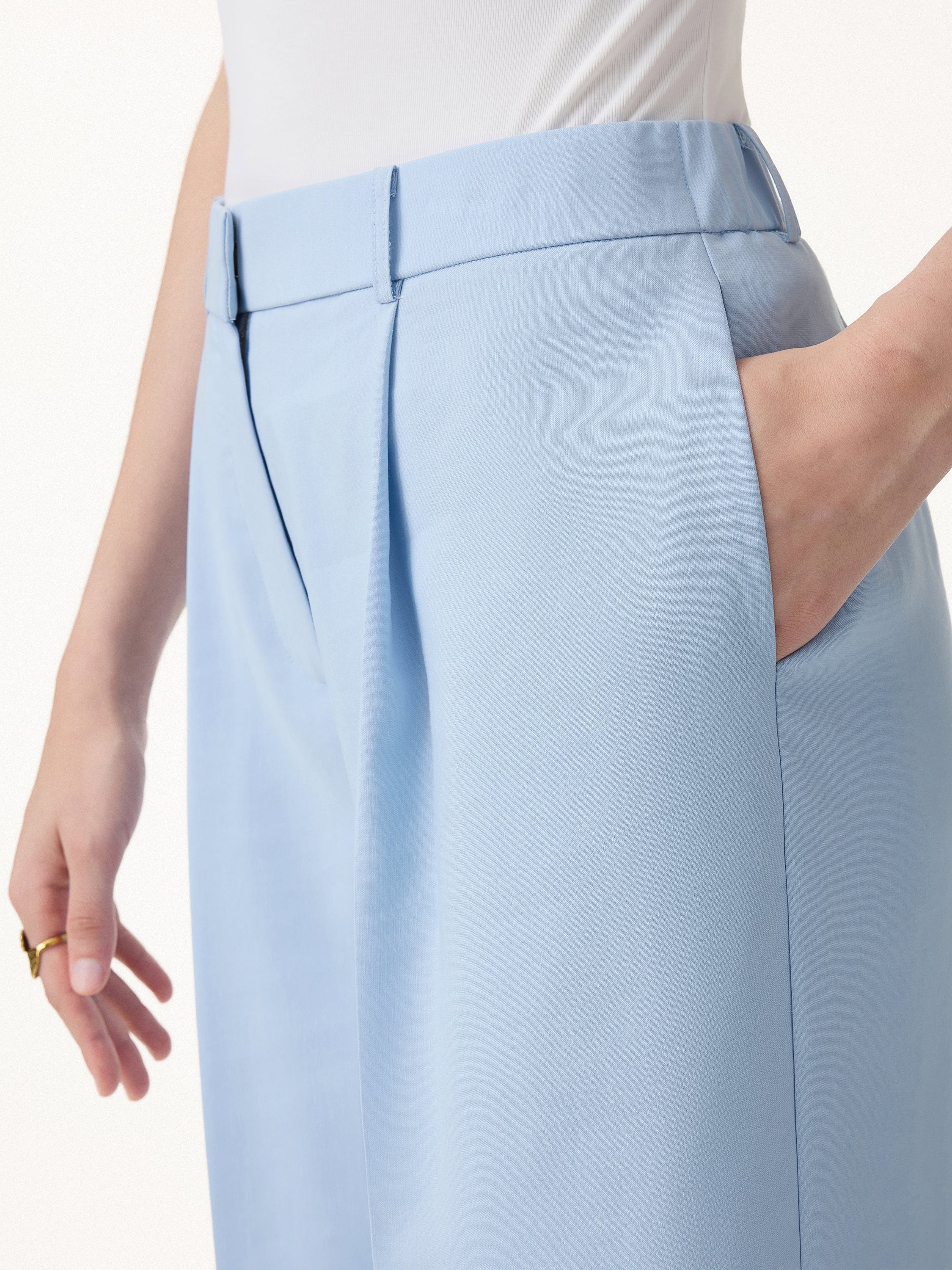 Linen Blend Wide Leg Pants - Image 5