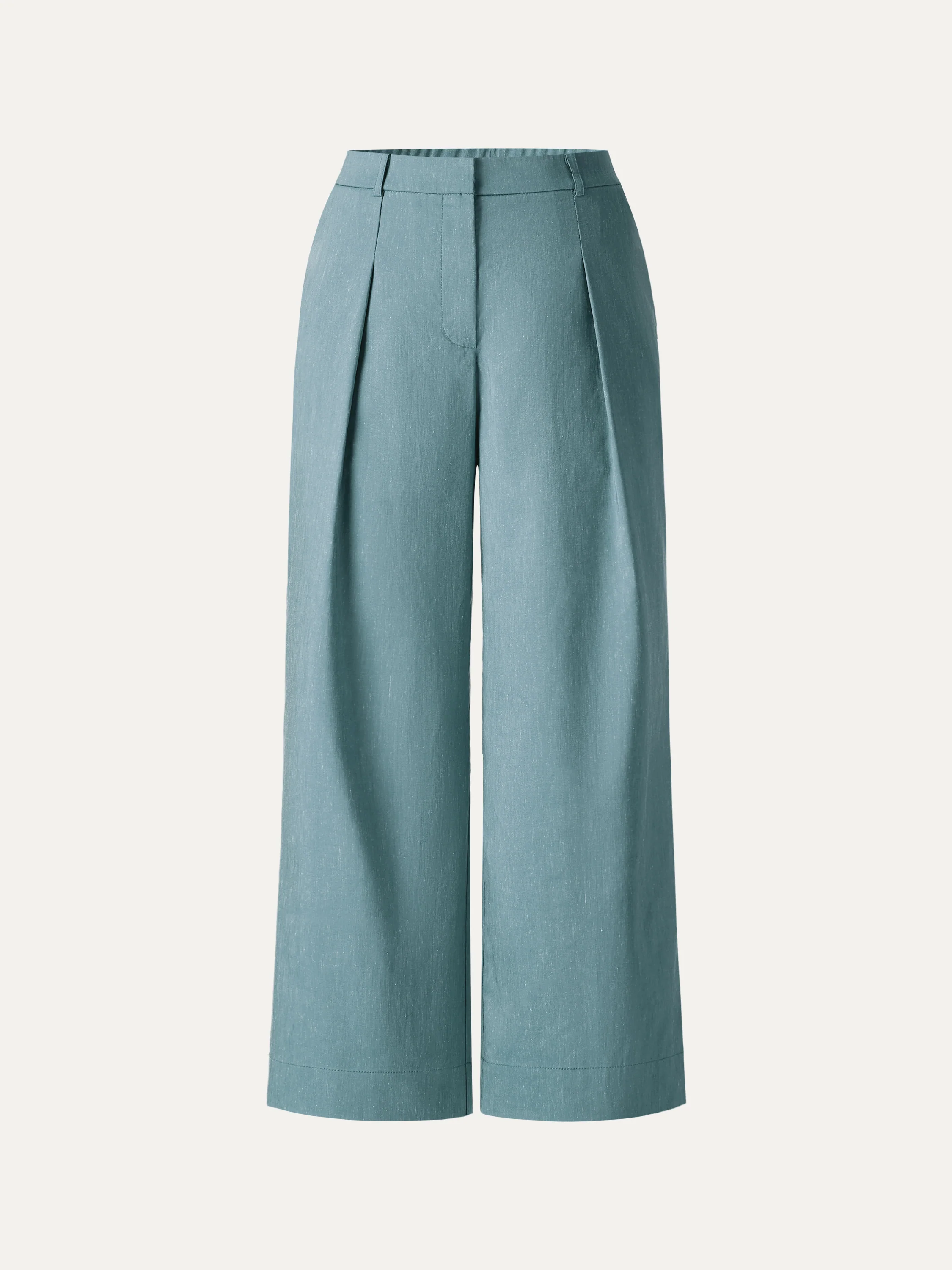 Wrinkle-Resistant Linen Cropped Wide Leg Pants - Image 11