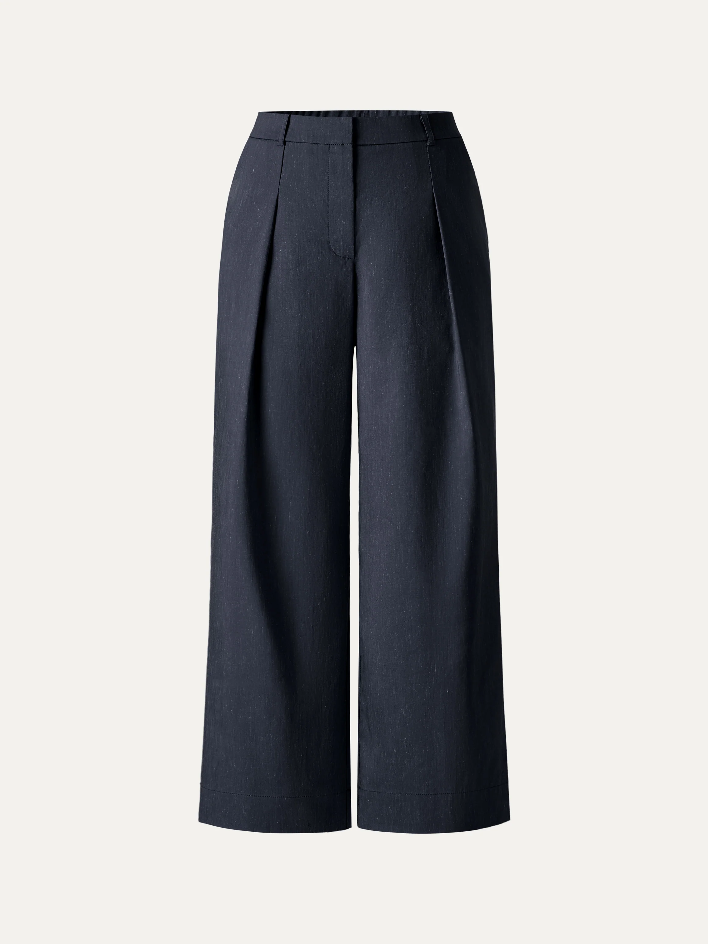 Wrinkle-Resistant Linen Cropped Wide Leg Pants - Image 12