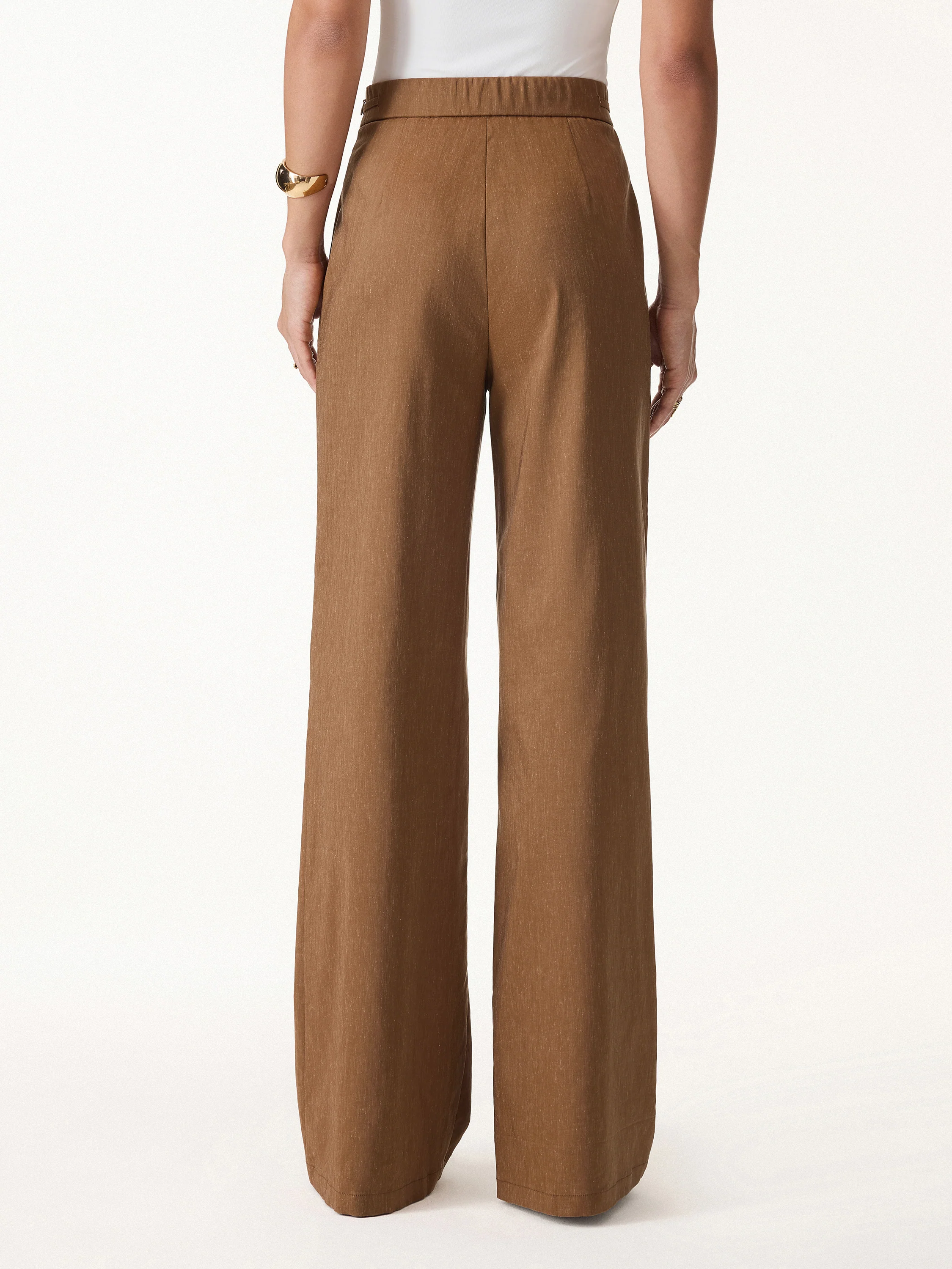 Wrinkle-Resistant Linen Drawstring Wide Leg Pant with Pockets - Image 10
