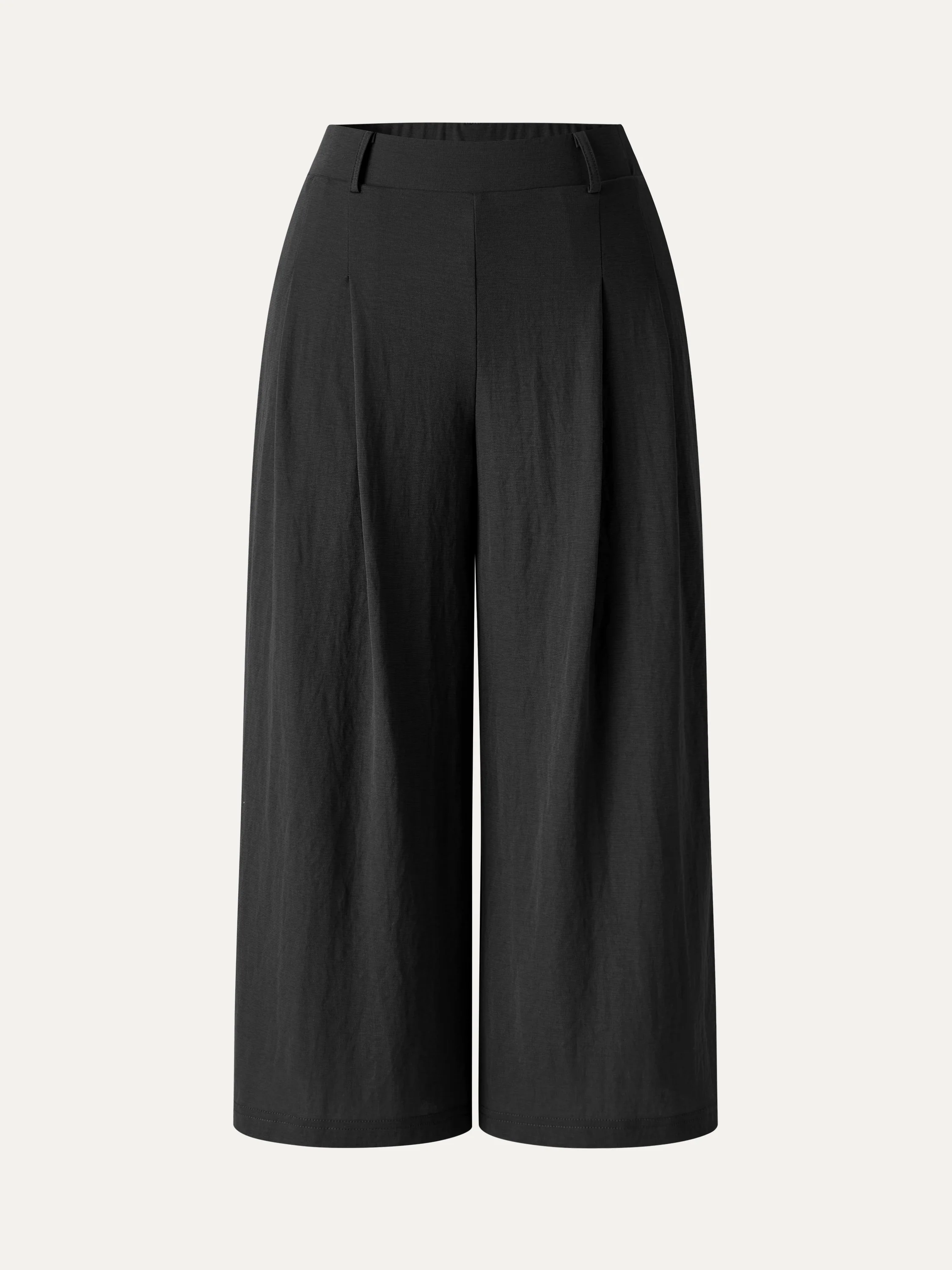 Wrinkle-Resistant Linen-Like Cropped Wide Leg Pants - Image 12